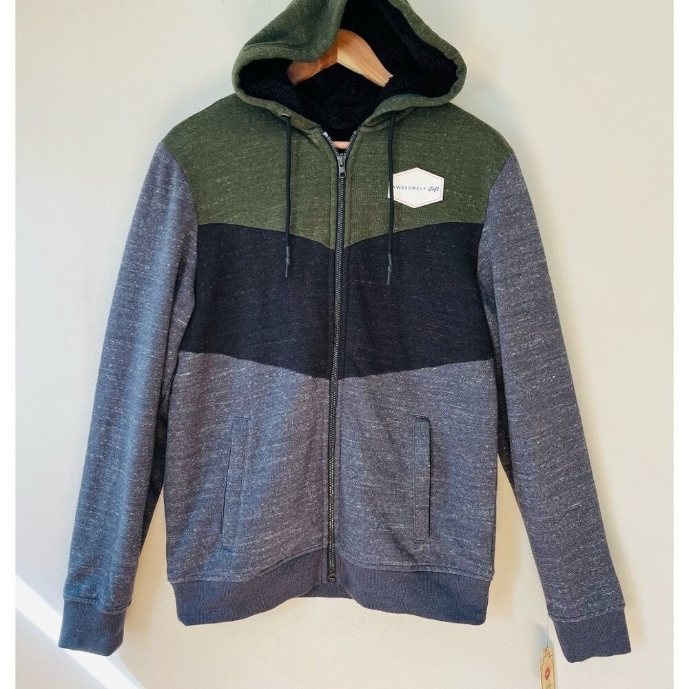 Urban Pipeline Sz S Hoodie Sweatshirt Black Green Gray Full Zip Jacket Fleece Li